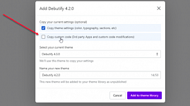 Debutify keeps removing my 3rd party applications code